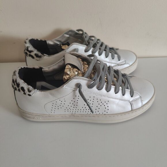 P448 John Sneaker Pearl + Gold Bubble Leopard Back Size EUR 37 (US-6.5/7) - Picture 12 of 13